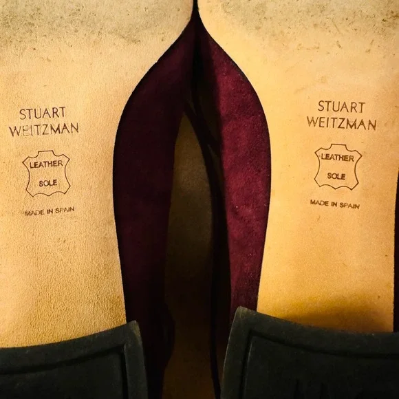 Stuart Weitzman Wine Burgundy Cordon Ballerina Lace Up Suede Pumps Size 4